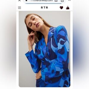 Blue Abstract Wrap Dress